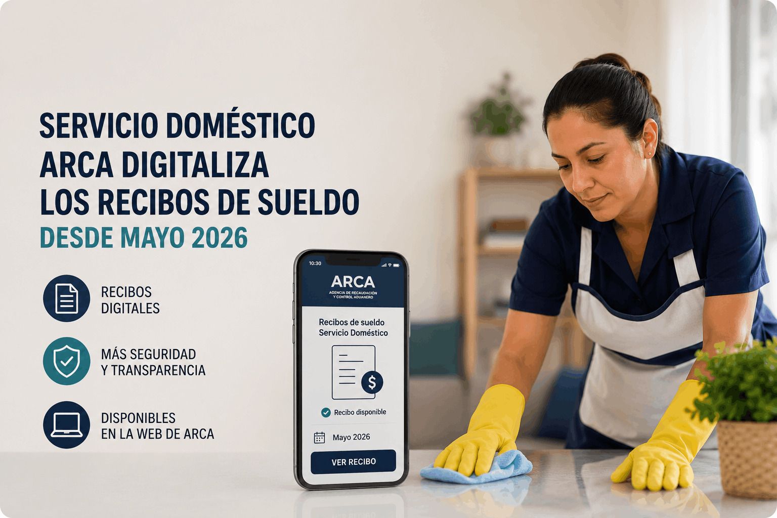 Imagen de portada: Servicio doméstico: ARCA digitaliza los recibos de sueldo desde mayo 2026