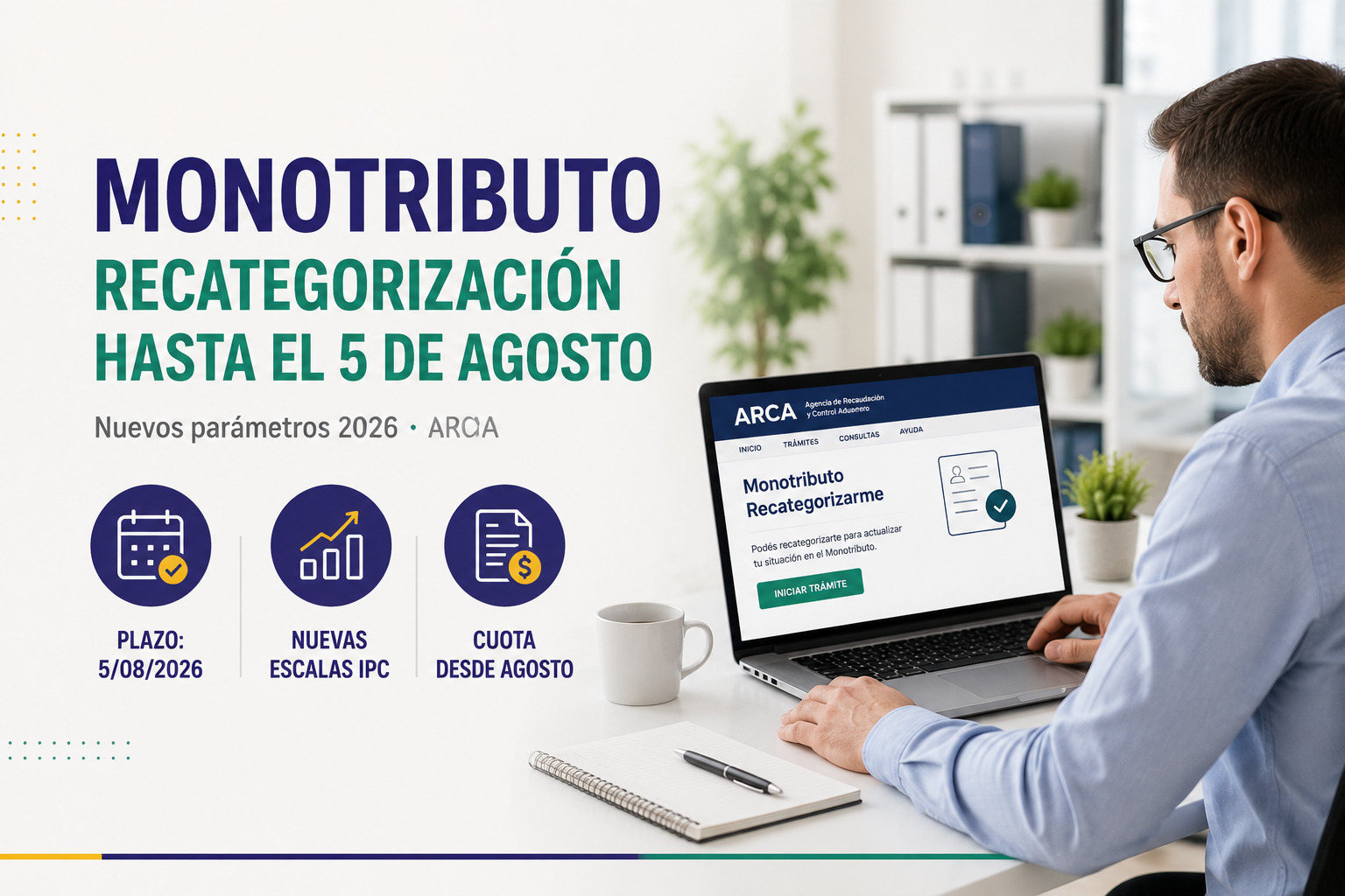 Imagen de portada: Monotributo: recategorización hasta el 5 de agosto y nuevos parámetros 2026